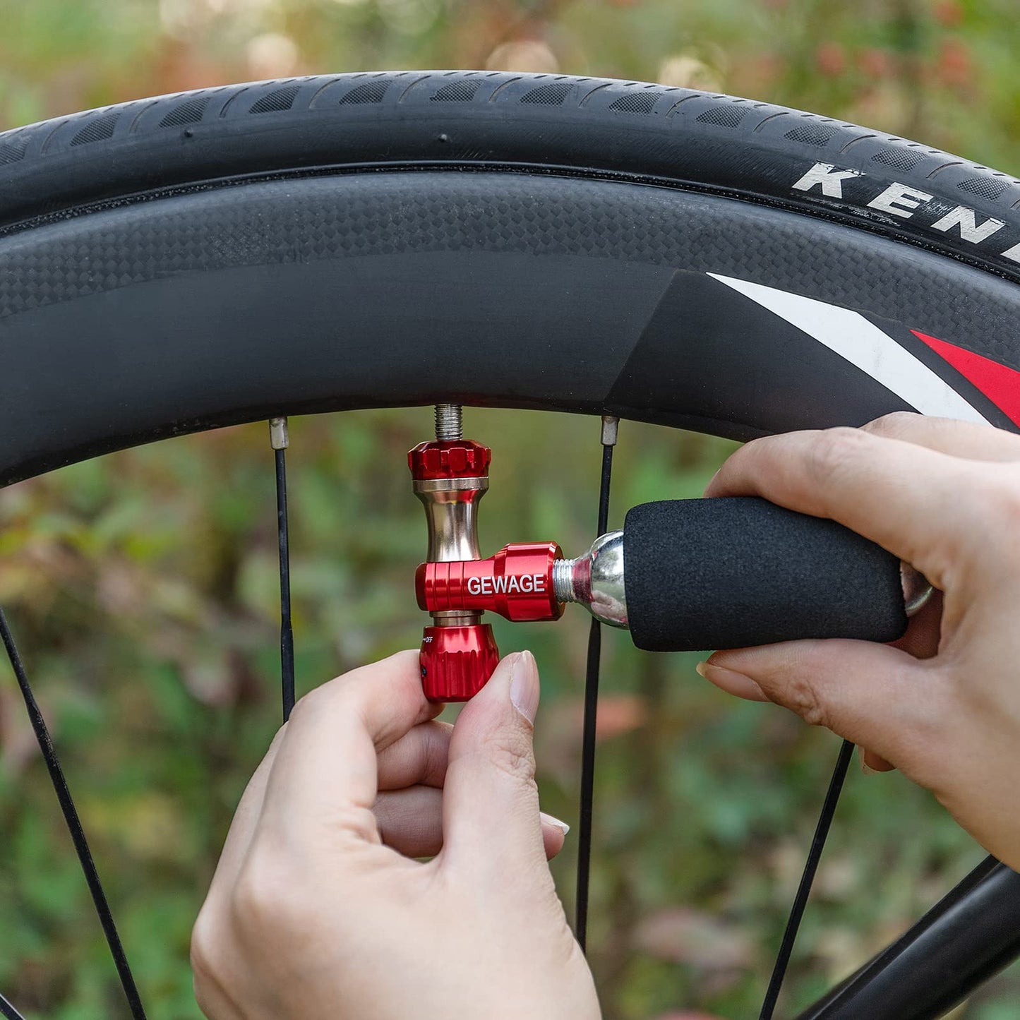 CO2 Inflator for Bike Tires - CO2 Bike Pump Presta & Schrader Valve Compatible - CO2 Bike Tire inflator for Mountain and Road Bikes, Insulated Sleeve Included