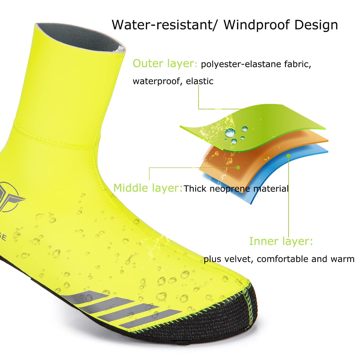 GEWAGE Cycling Shoe Covers Winter Thermal Warm Cycling Overshoes Water Resistant Windproof Bike Bicycle Shoe Covers for Man Woman