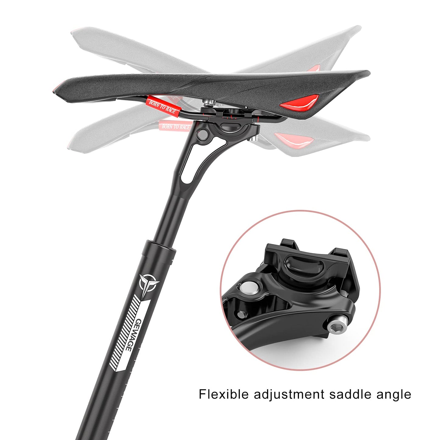 Suspension Seatpost -Shock Absorber Bike Bicycle Seat Post 27.2 30.9 31.6 mm-Aluminium Alloy Adjustable Seat Post for Mountain Bike Road Bikes eBike MTB BMX