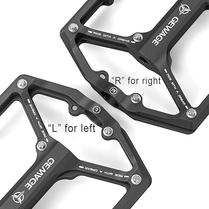 Road/Mountain Bike Pedals - 3 Bearings Bicycle Pedals - 9/16” CNC Machined Flat Pedals with Removable Anti-Skid Nails