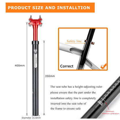 Suspension Seatpost for Bicycles - 31.6 X 400mm Shock Absorbing Bike Seatposts - Lightweight Aluminum Alloy Seat Post for MTB Road Bike BMX eBike