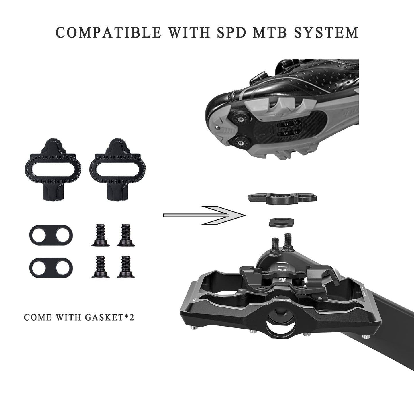 Mountain Bike Pedals- Dual Function Bicycle Flat Pedals and Clipless Pedals- 9/16" Platform Pedals Compatible with SPD for Road Mountain BMX Bike