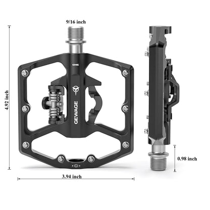 Mountain Bike Pedals- Dual Function Bicycle Flat Pedals and Clipless Pedals- 9/16" Platform Pedals Compatible with SPD for Road Mountain BMX Bike