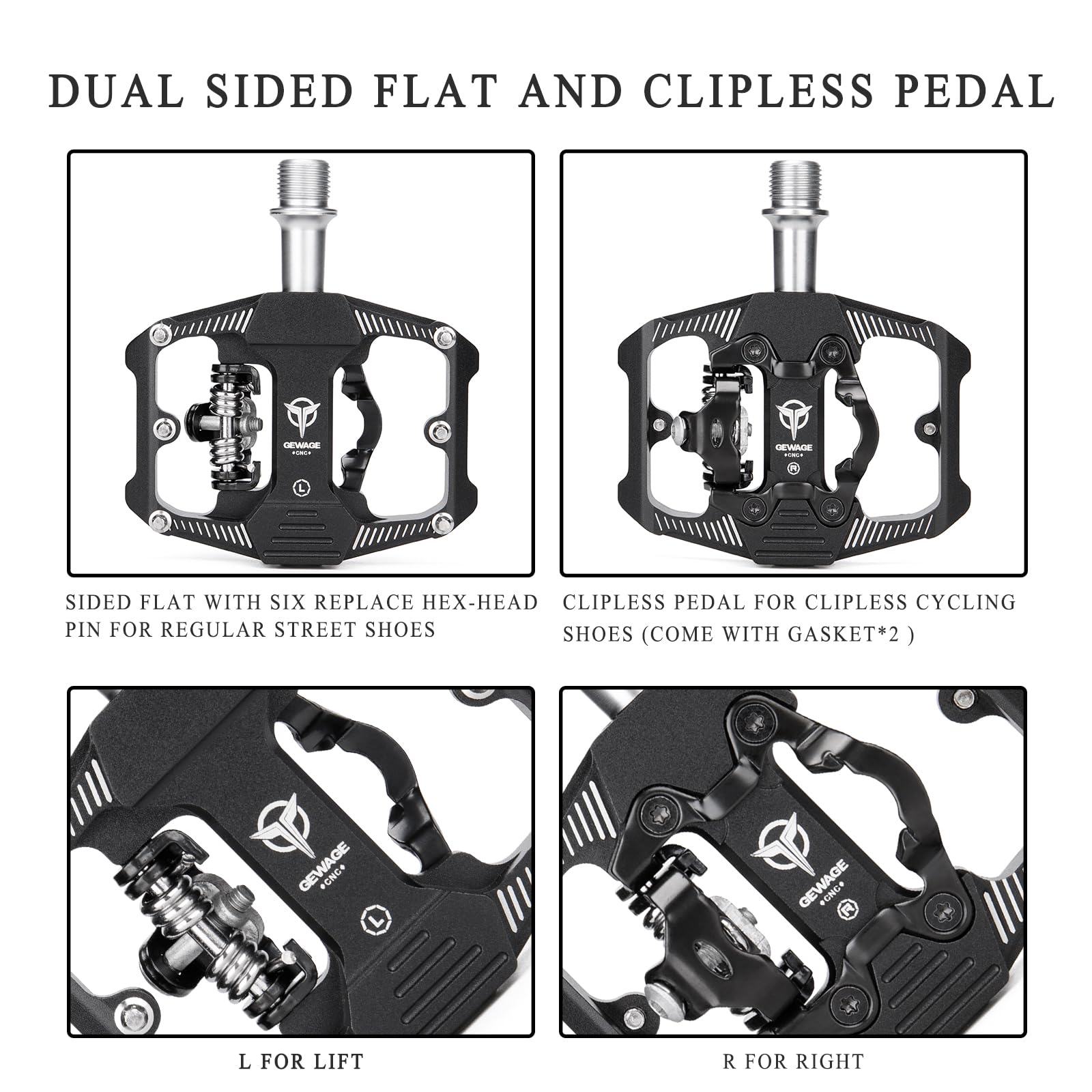 double sided clipless pedals Mountain Bike Pedals - Dual Function Flat and Clipless Pedal